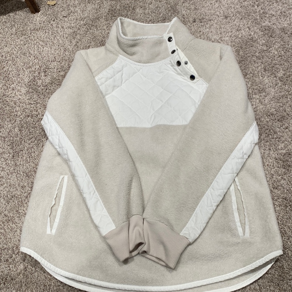 White quarter button fleece